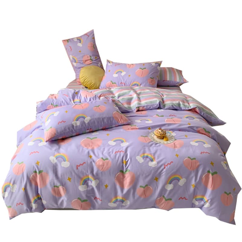 Kawaii Peach Print Bedding Set MK15605 - KawaiiMoriStore