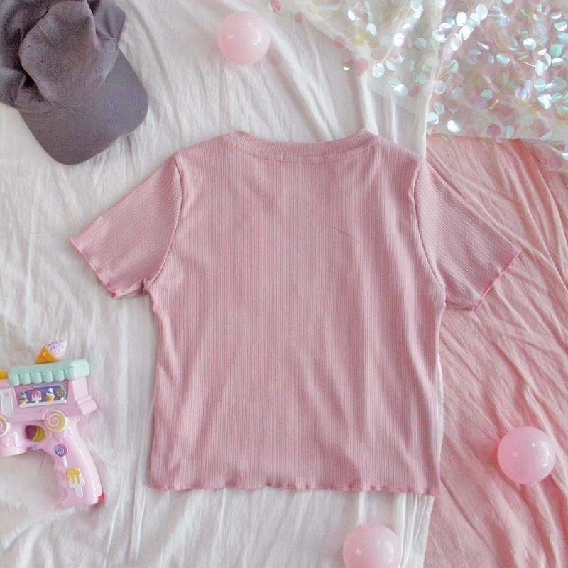 Kawaii Pink Hollow Out Heart T-shirt MM1806 - Shirt