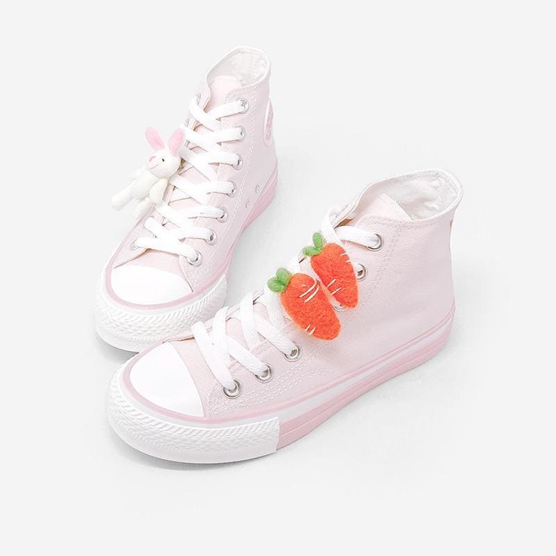 Kawaii Pink Rabbit And Carrot Canvas Shoes MK14807 - KawaiiMoriStore