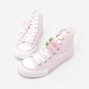 Kawaii Pink Rabbit And Carrot Canvas Shoes MK14807 - KawaiiMoriStore