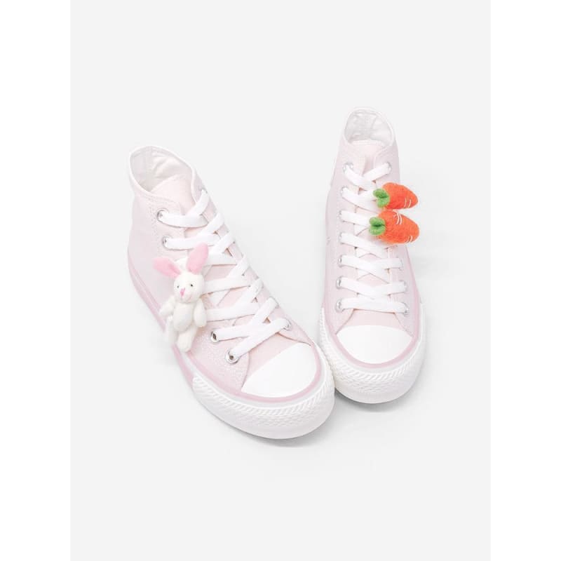 Kawaii Pink Rabbit And Carrot Canvas Shoes MK14807 - KawaiiMoriStore