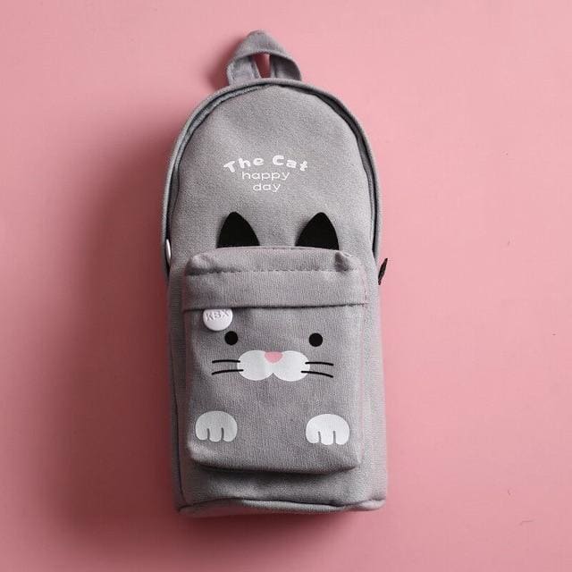 Kawaii Rabbit Cat Canvas Pencil Bag MK14923 - KawaiiMoriStore