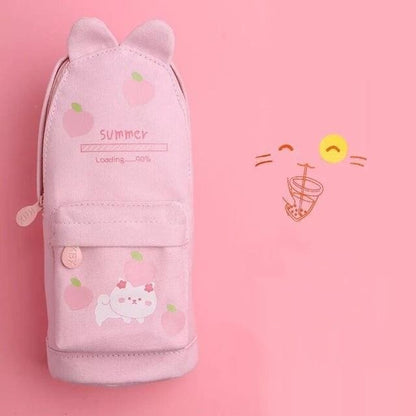 Kawaii Rabbit Cat Canvas Pencil Bag MK14923 - KawaiiMoriStore