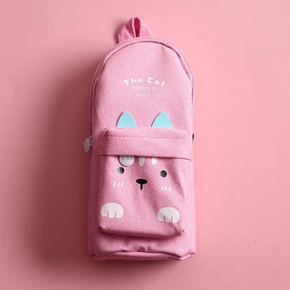 Kawaii Rabbit Cat Canvas Pencil Bag MK14923 - KawaiiMoriStore