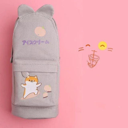 Kawaii Rabbit Cat Canvas Pencil Bag MK14923 - KawaiiMoriStore