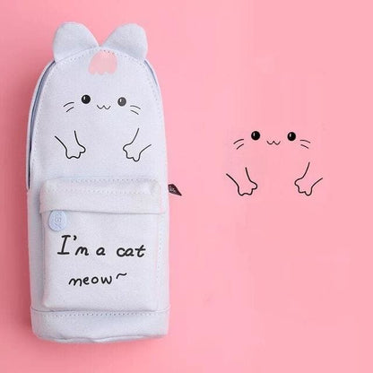 Kawaii Rabbit Cat Canvas Pencil Bag MK14923 - KawaiiMoriStore