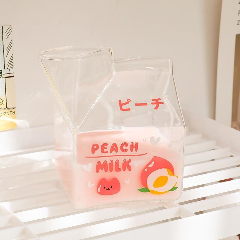 Kawaii Square Milk Carton Glass Cup MK15084 - KawaiiMoriStore