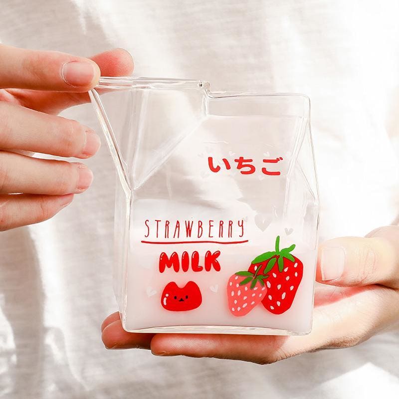 Kawaii Square Milk Carton Glass Cup MK15084 - KawaiiMoriStore