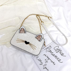 Kawaii Square Sequined Cat Ear  Single Shoulder Bag MK15315 - KawaiiMoriStore