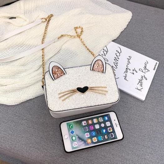 Kawaii Square Sequined Cat Ear  Single Shoulder Bag MK15315 - KawaiiMoriStore