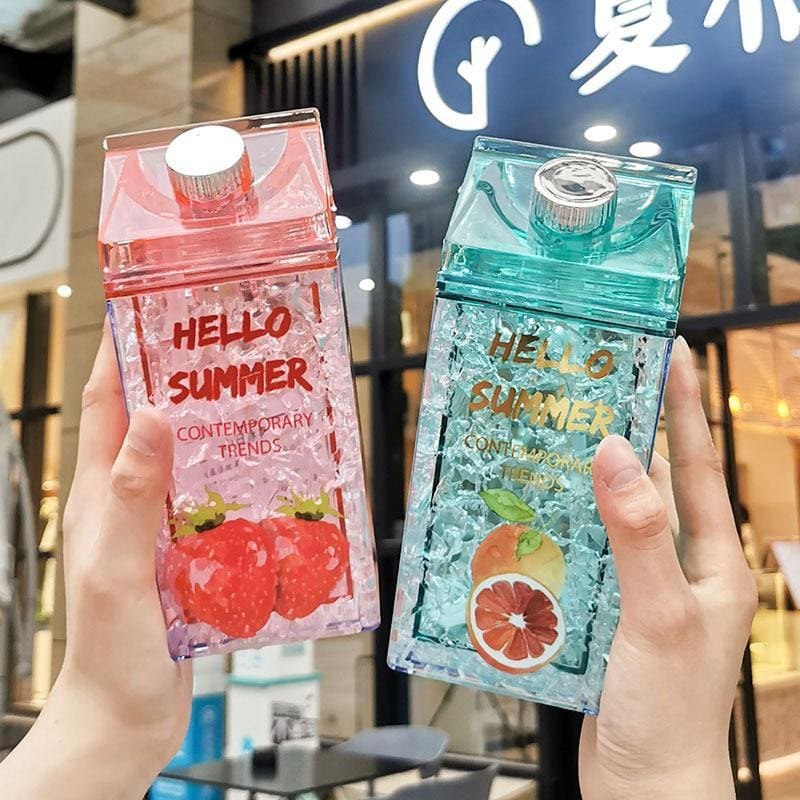 Kawaii Straw Fashion Ice Fruit Water Bottle MK15112 - KawaiiMoriStore