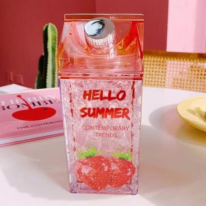 Kawaii Straw Fashion Ice Fruit Water Bottle MK15112 - KawaiiMoriStore