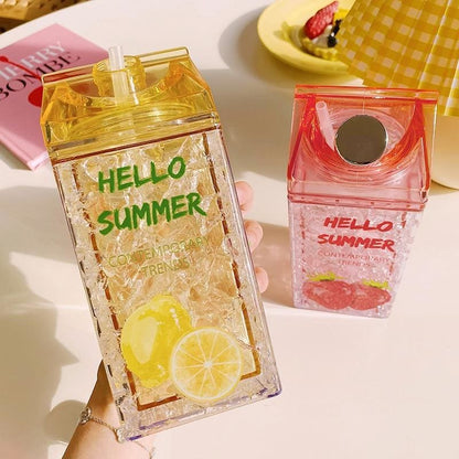 Kawaii Straw Fashion Ice Fruit Water Bottle MK15112 - KawaiiMoriStore