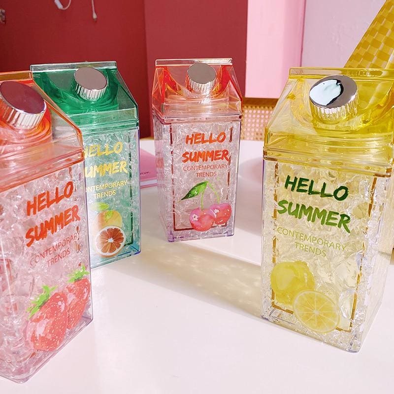 Kawaii Straw Fashion Ice Fruit Water Bottle MK15112 - KawaiiMoriStore