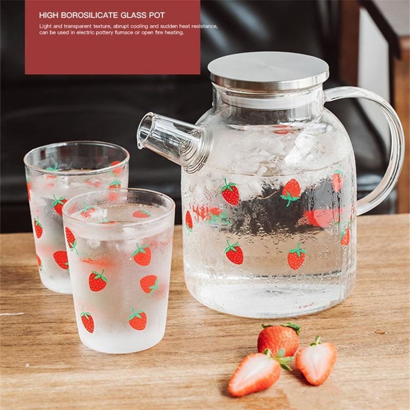 Kawaii Strawberry Glass Water Pot MK16590 - Bottle