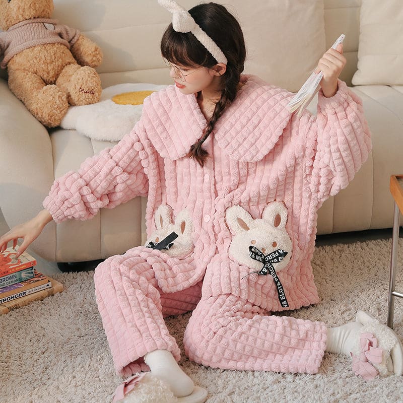 Kawaii Styles Lovely Cartoon Plush Pajamas ON265 - A /