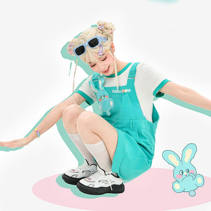 Kawaii Teal Bunny Overalls ON638