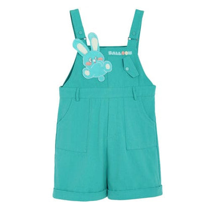 Kawaii Teal Bunny Overalls ON638 - Green / S