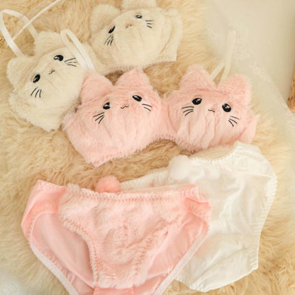 Kitty Ears Cartoon Cute Plush Lingerie Set MK15527 - KawaiiMoriStore