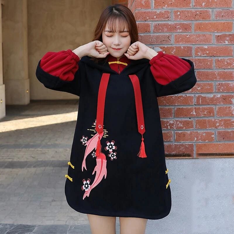 Koi Flower Hoodie MK15399 - KawaiiMoriStore