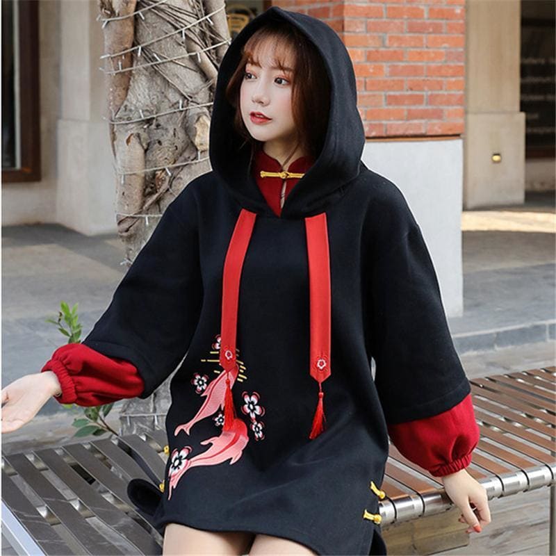 Koi Flower Hoodie MK15399 - KawaiiMoriStore