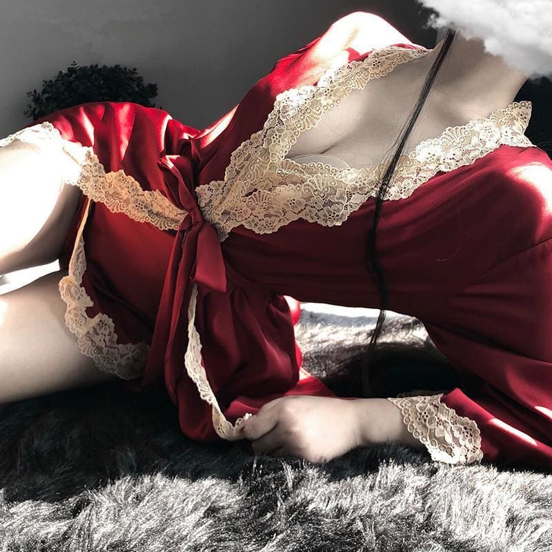 Sexy Lace Edge Seductive Robe MK135 - KawaiiMoriStore