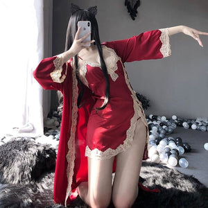 Sexy Lace Edge Seductive Robe MK135 - KawaiiMoriStore