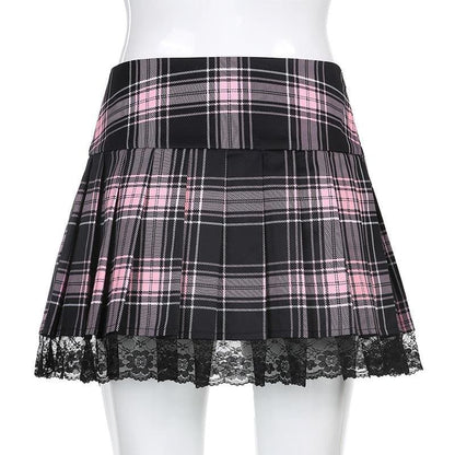 Lace Up Goth Y2K Style Skirt - skirt