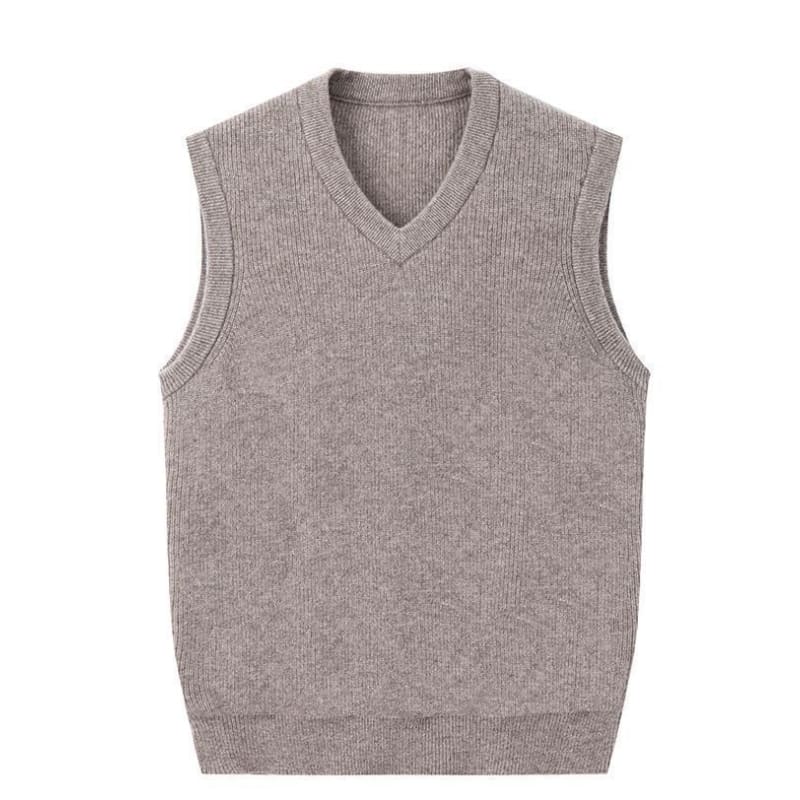 Lester - V-Neck Pure Cashmere Winter Sweater Vest - vest