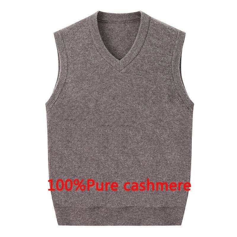 Lester - V-Neck Pure Cashmere Winter Sweater Vest - vest