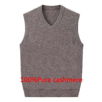 Lester - V-Neck Pure Cashmere Winter Sweater Vest - vest