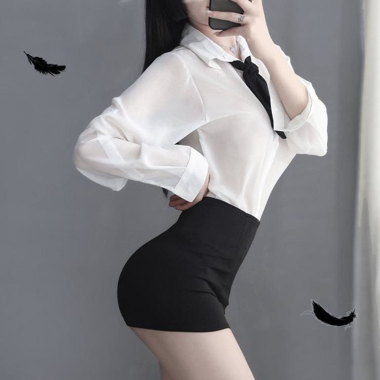 Sexy Lingerie Transparent Secretary Uniform MK127 - KawaiiMoriStore