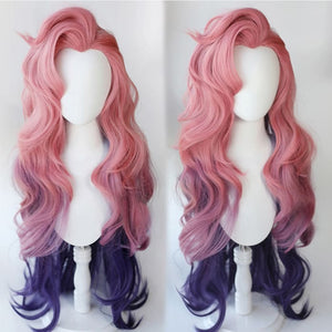 LoL Seraphine Cosplay Loose Wave Pink Mixed Purple Wig MK15196 - KawaiiMoriStore
