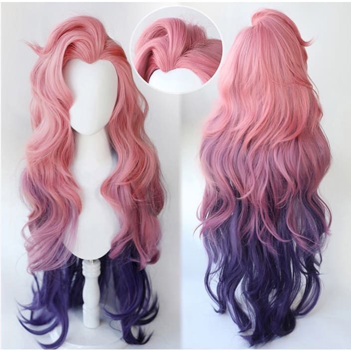 LoL Seraphine Cosplay Loose Wave Pink Mixed Purple Wig MK15196 - KawaiiMoriStore