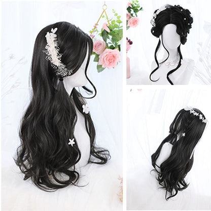 Lolita Black Mid Length Curly Wig MK15737 - KawaiiMoriStore