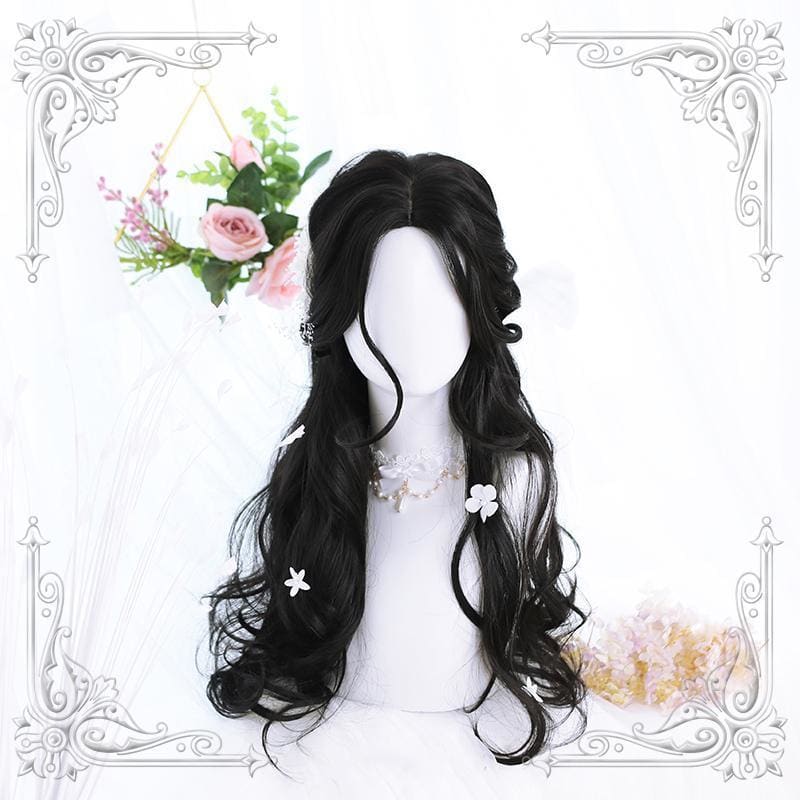 Lolita Black Mid Length Curly Wig MK15737 - KawaiiMoriStore