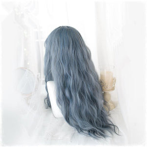 Lolita Blue Gray Wavy Long Curly Wig MK15443 - KawaiiMoriStore