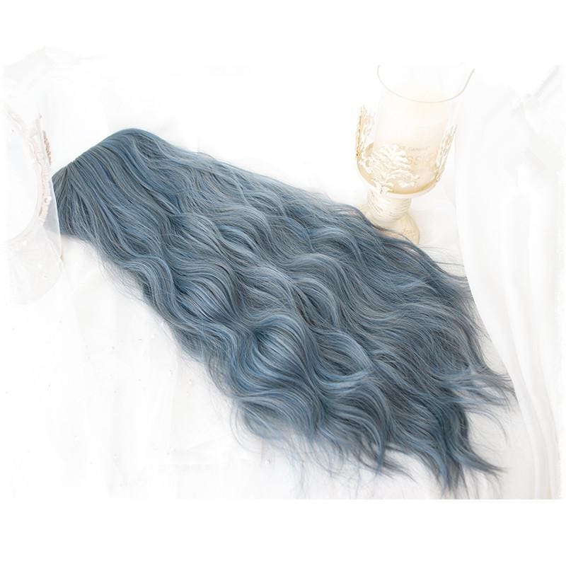 Lolita Blue Gray Wavy Long Curly Wig MK15443 - KawaiiMoriStore