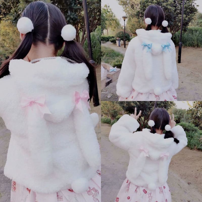 Lolita bowknot Rabbit Ear Puffy Sleeve Hoodie Jumper MK15176 - KawaiiMoriStore