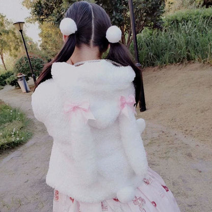 Lolita bowknot Rabbit Ear Puffy Sleeve Hoodie Jumper MK15176 - KawaiiMoriStore