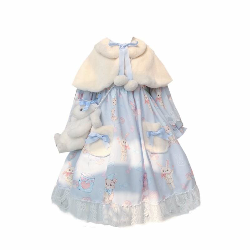 Lolita Bunny Bear Donut Long Sleeve Dress MK15400 - KawaiiMoriStore