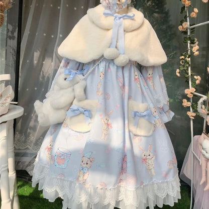 Lolita Bunny Bear Donut Long Sleeve Dress MK15400 - KawaiiMoriStore