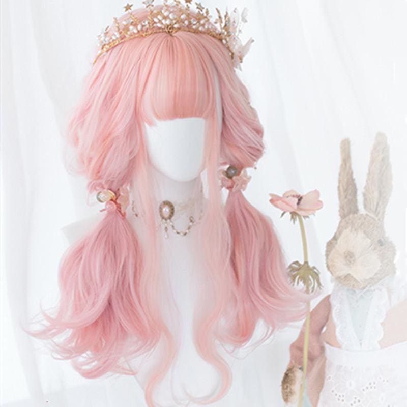 Lolita Cherry Pink Long Curly Wig MK15475 - KawaiiMoriStore