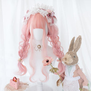 Lolita Cherry Pink Long Curly Wig MK15475 - KawaiiMoriStore