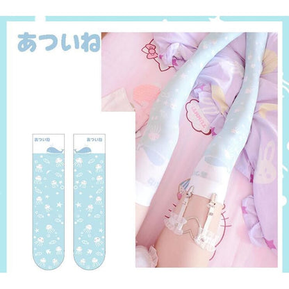 Lolita Cosplay Ocean AcalephCute Harajuku Over-knee Stockings MK15522 - KawaiiMoriStore