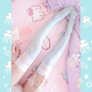Lolita Cosplay Ocean AcalephCute Harajuku Over-knee Stockings MK15522 - KawaiiMoriStore