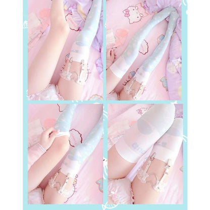 Lolita Cosplay Ocean AcalephCute Harajuku Over-knee Stockings MK15522 - KawaiiMoriStore