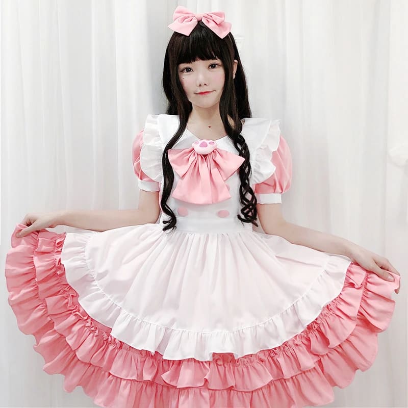 Lolita Cute Pink Maid Dress Suit MK15502 - KawaiiMoriStore