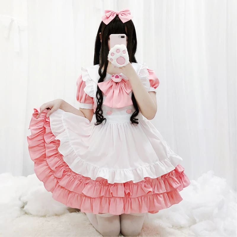 Lolita Cute Pink Maid Dress Suit MK15502 KawaiiMoriStore Lolita Cute Pink Maid Dress Suit MK15502 KawaiiMoriStore