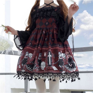 Lolita Gothic Ghost Pattern Printed Cosplay Dress MK15132 - KawaiiMoriStore